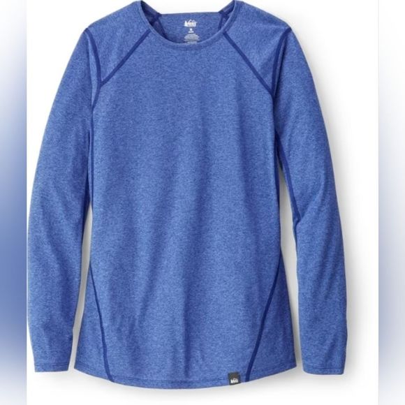 REI Co-op Women's Lightweight Base Layer Crew Blue Peri Heather - Picture 1 of 11